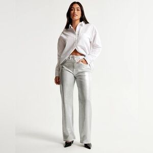 Abercrombie & Fitch The 90s Relaxed High Rise Curve Metallic Vegan Leather Jeans